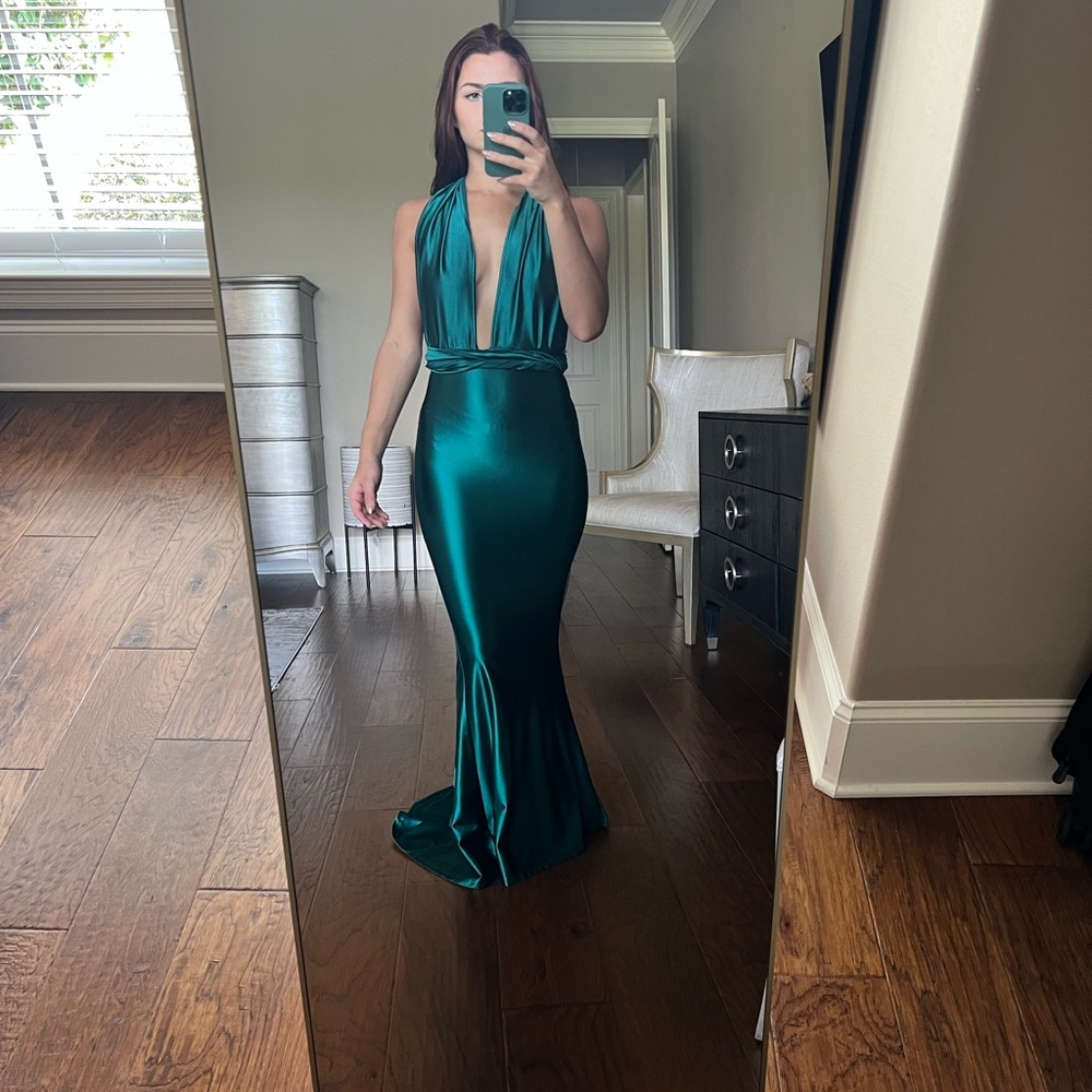 Elegant Teal Halter Gown